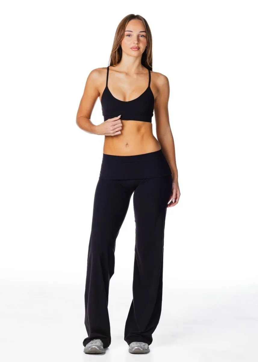 TALL Fold Over 'Flow' Flares - Black sold by Kikiva product image thumbnail 5
