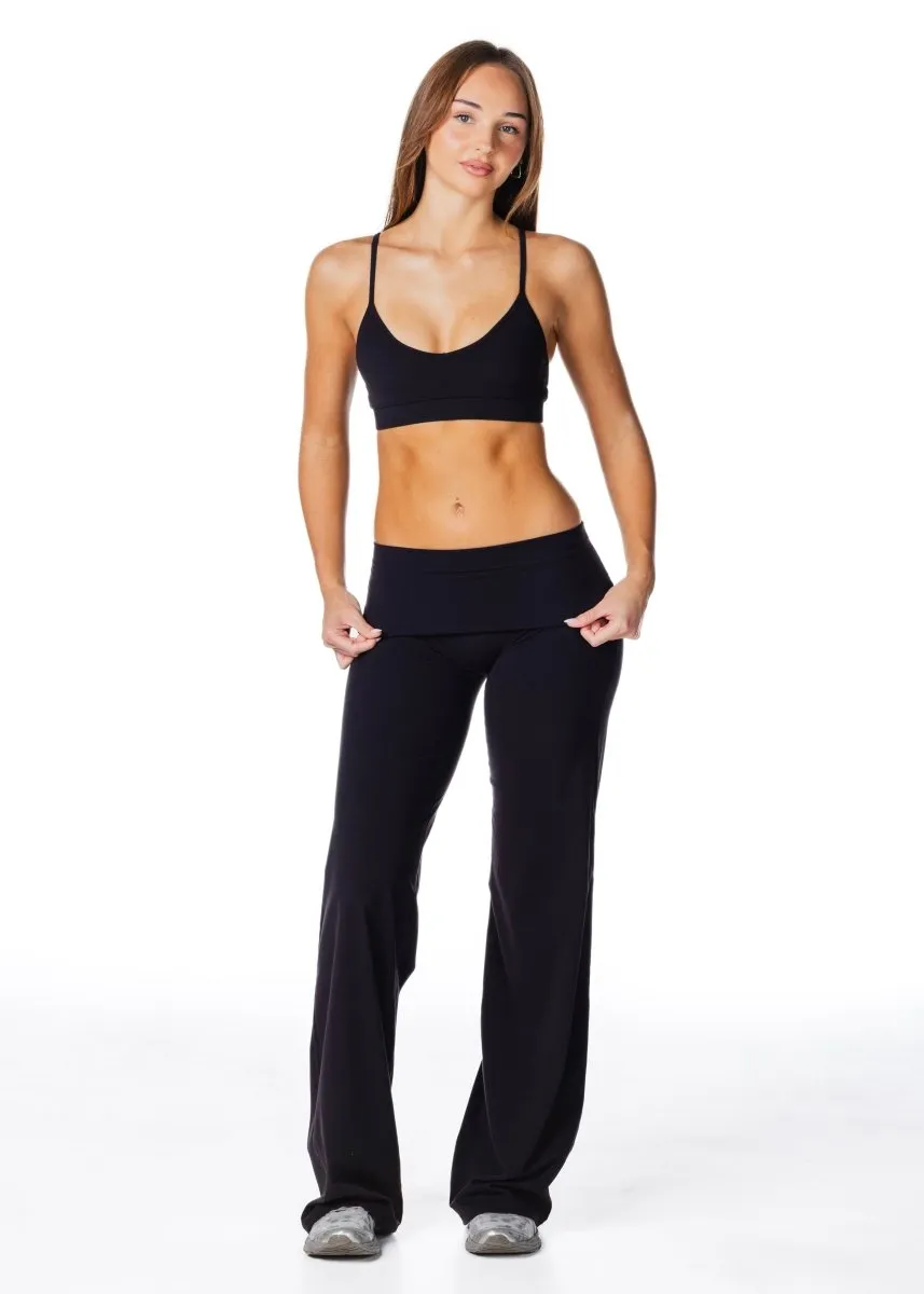 TALL Fold Over 'Flow' Flares - Black sold by Kikiva