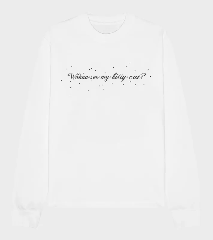 Oversized L/S Cat T-shirt White sold by Dr. Adams