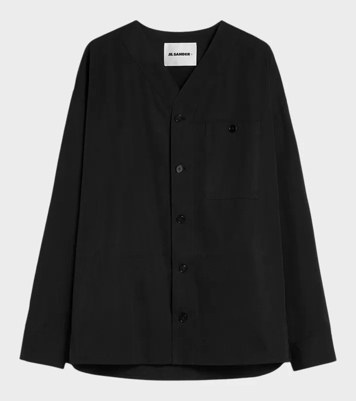 Cotton Poplin V-neck Shirt Black sold by Dr. Adams