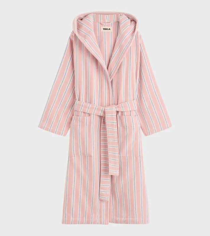 Hooded Bathrobe Candy Stripes made by Dr. Adams