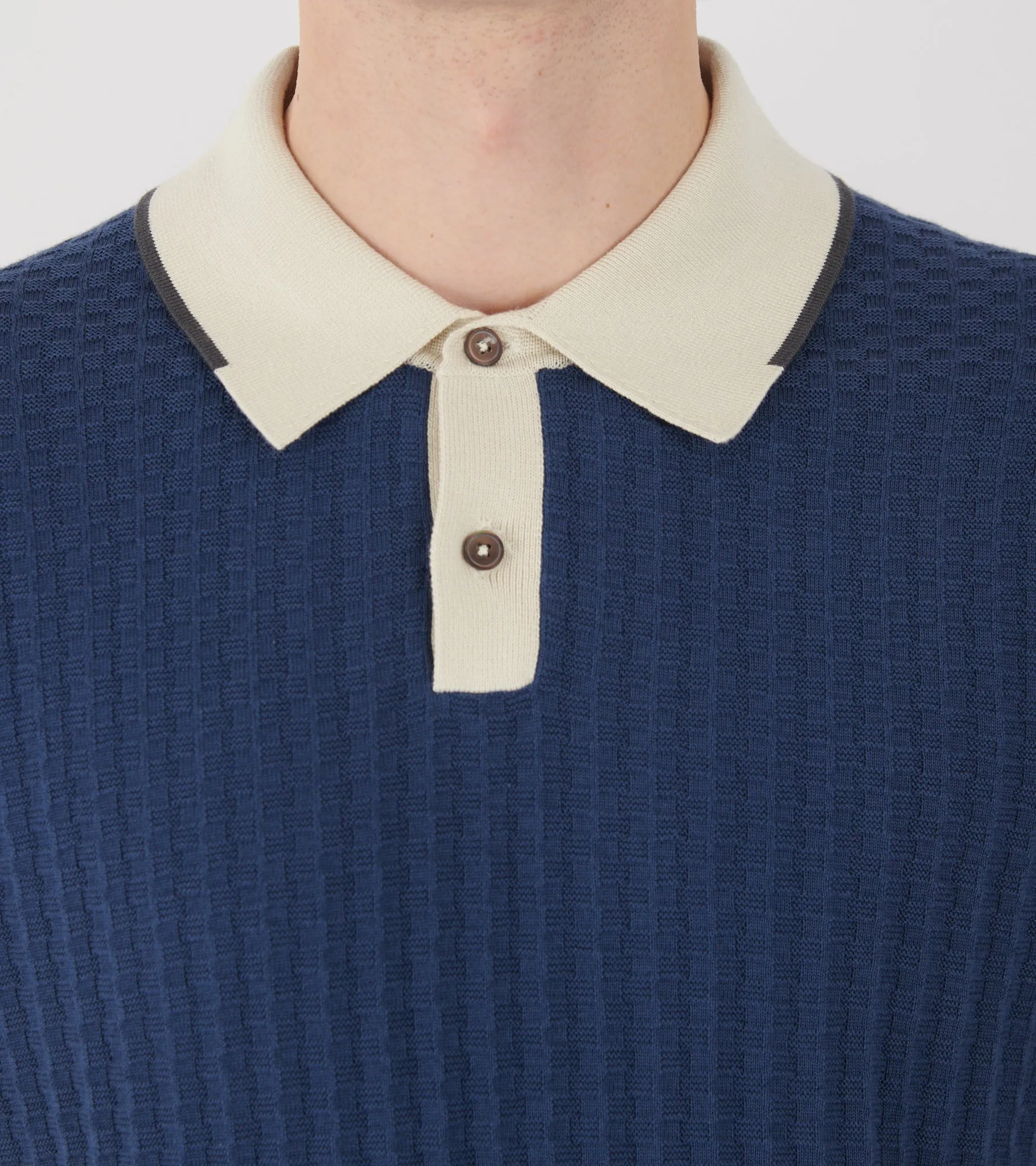 S/S Knit Polo Navy/Beige sold by Dr. Adams product image thumbnail 4