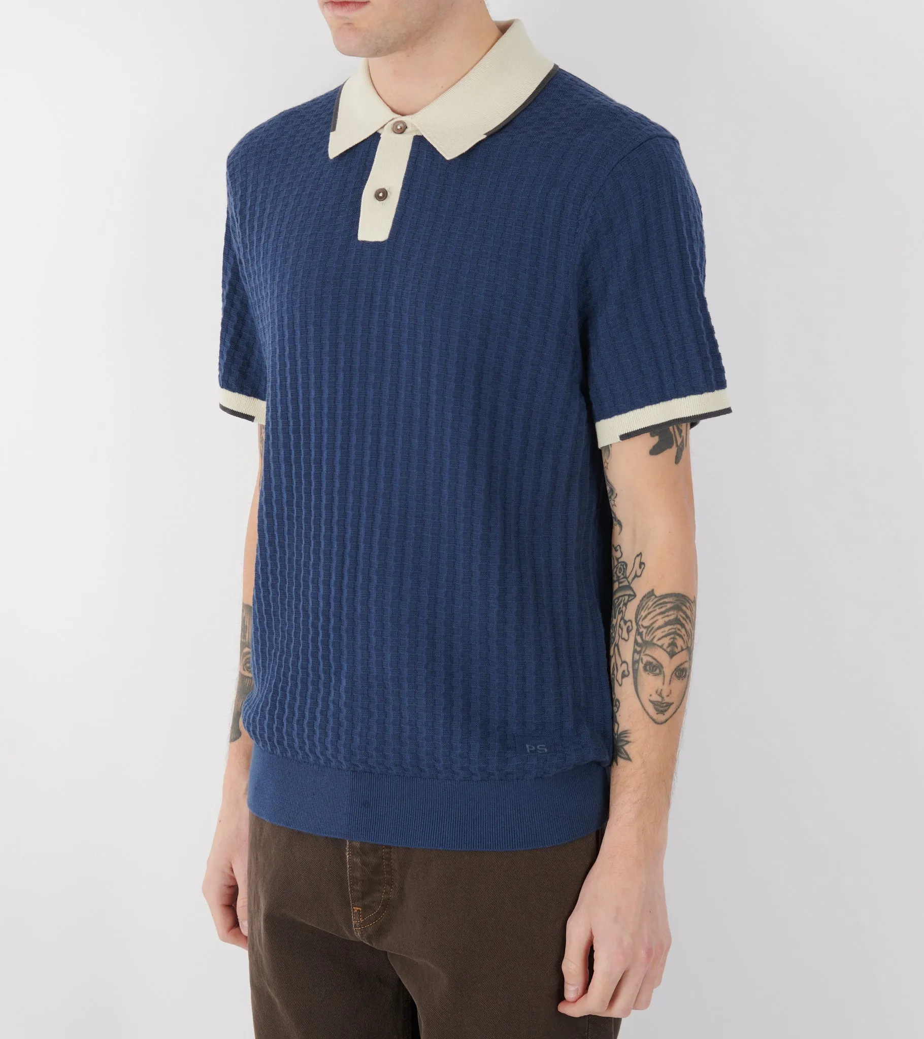 S/S Knit Polo Navy/Beige sold by Dr. Adams product image thumbnail 3