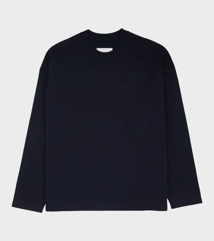 Compact Cotton Jersey L/S T-shirt Navy made by Jil Sander