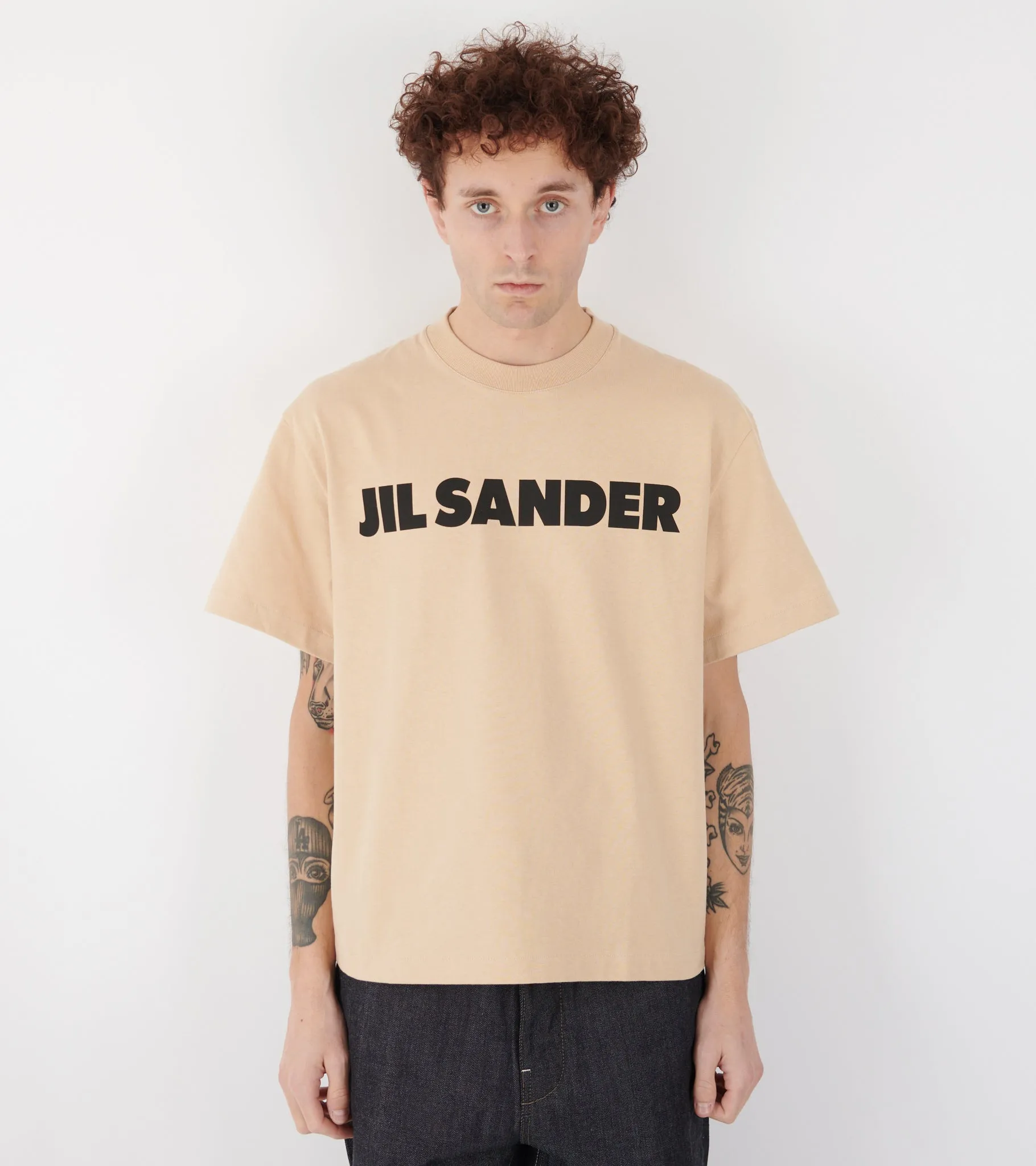 Stiff Lightweight Cotton Jersey Logo T-shirt Beige sold by Dr. Adams product image thumbnail 2