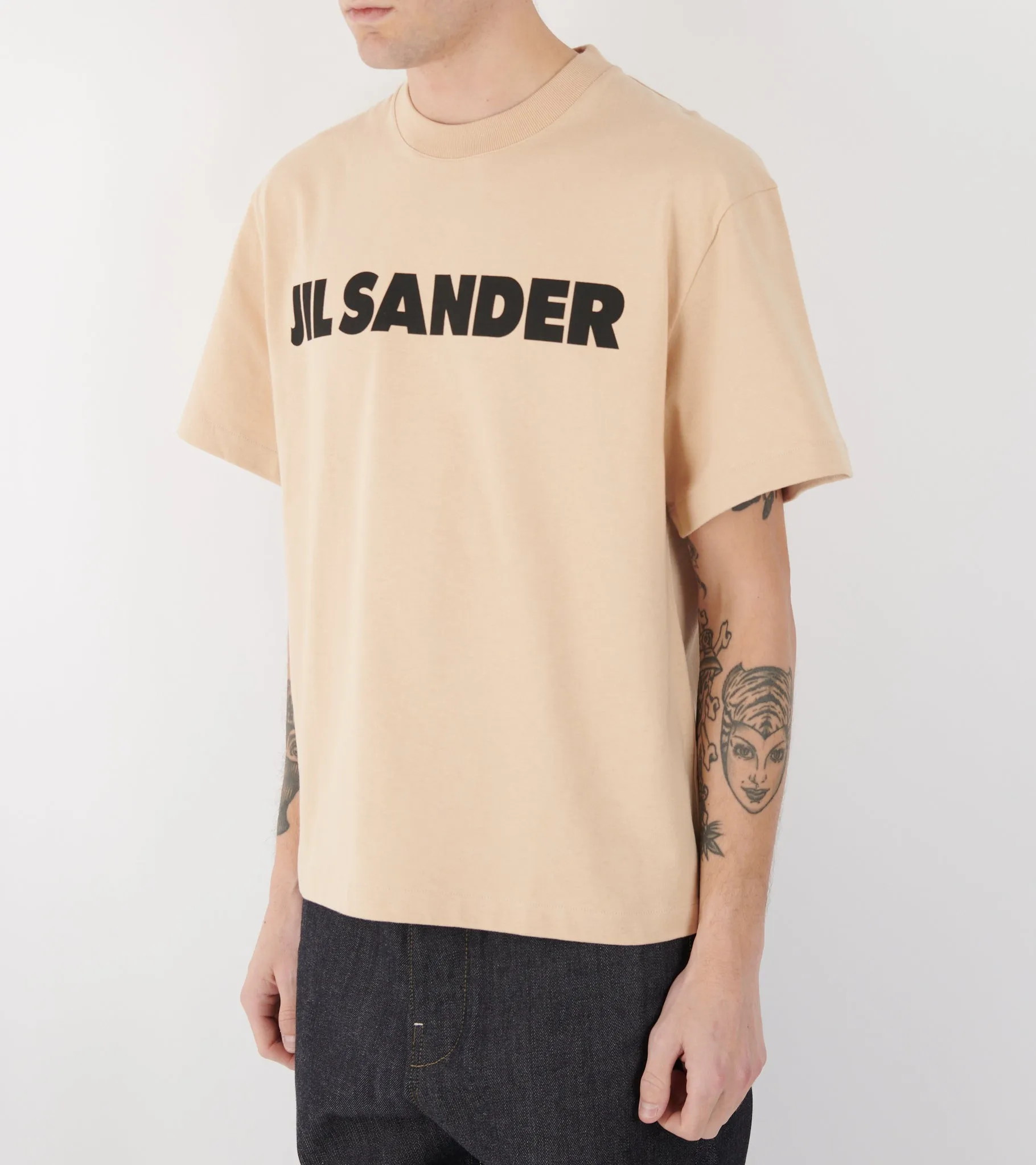 Stiff Lightweight Cotton Jersey Logo T-shirt Beige sold by Dr. Adams product image thumbnail 3