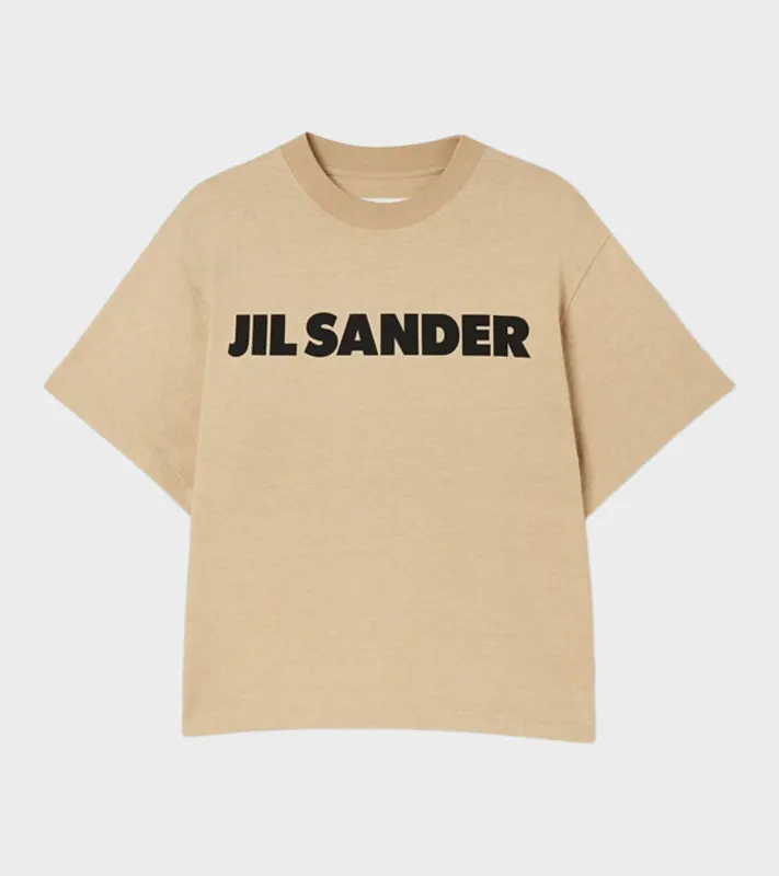 Stiff Lightweight Cotton Jersey Logo T-shirt Beige sold by Dr. Adams