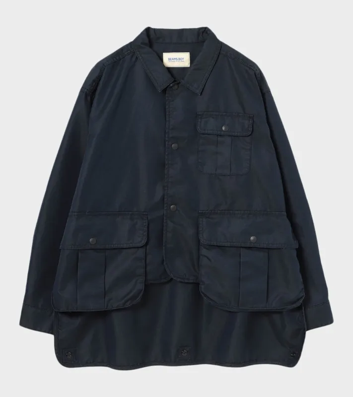 Chambray Short Fisherman Jacket Dark Navy made by BEAMS BOY