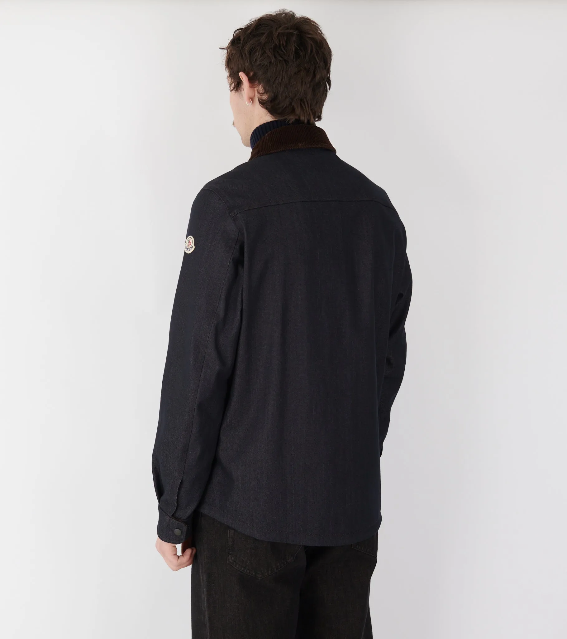 Denim Corduroy Trimmed Shirt Jacket Dark Blue sold by Dr. Adams product image thumbnail 4