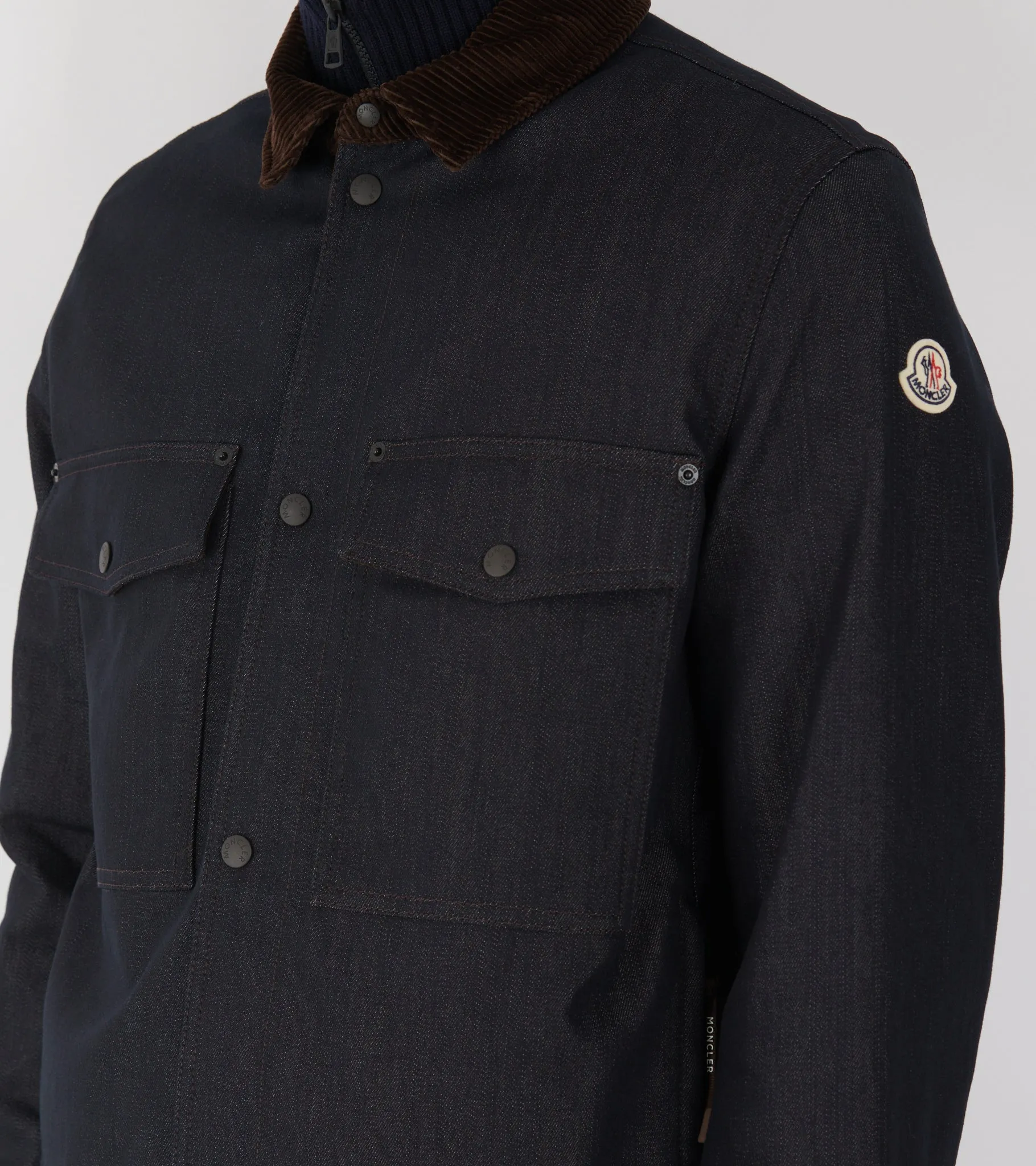 Denim Corduroy Trimmed Shirt Jacket Dark Blue sold by Dr. Adams product image thumbnail 5