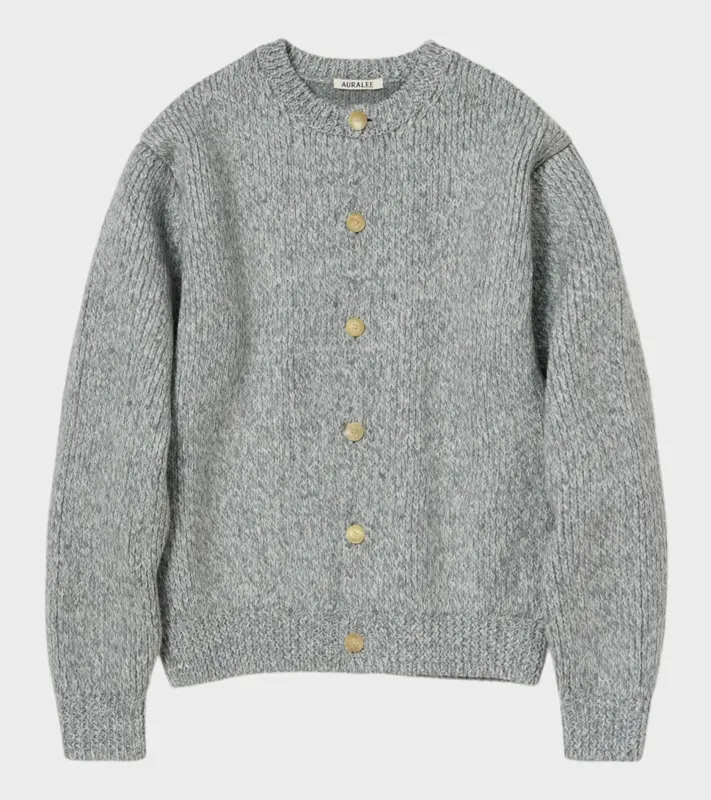 Double-Faced Wool Crewneck Cardigan Light Grey sold by Dr. Adams