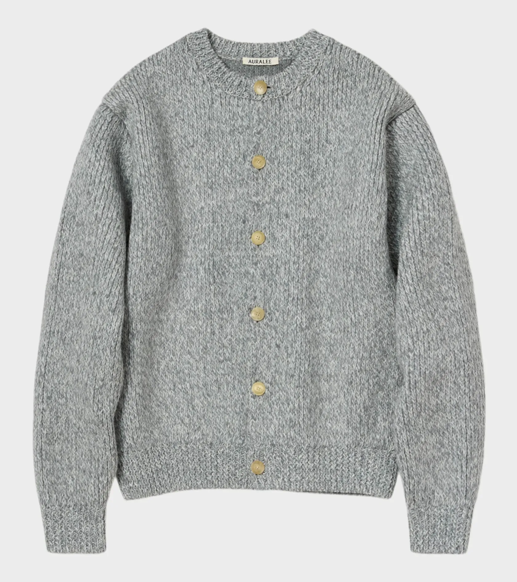 Double-Faced Wool Crewneck Cardigan Light Grey sold by Dr. Adams