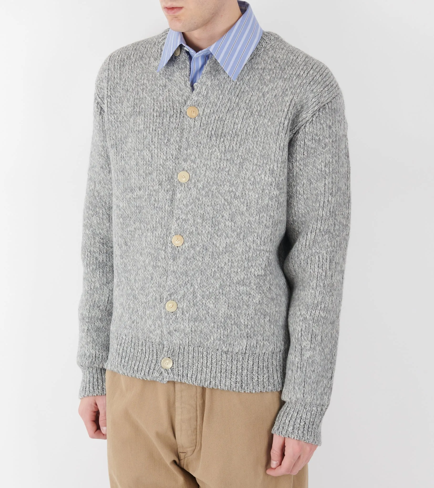 Double-Faced Wool Crewneck Cardigan Light Grey sold by Dr. Adams product image thumbnail 3