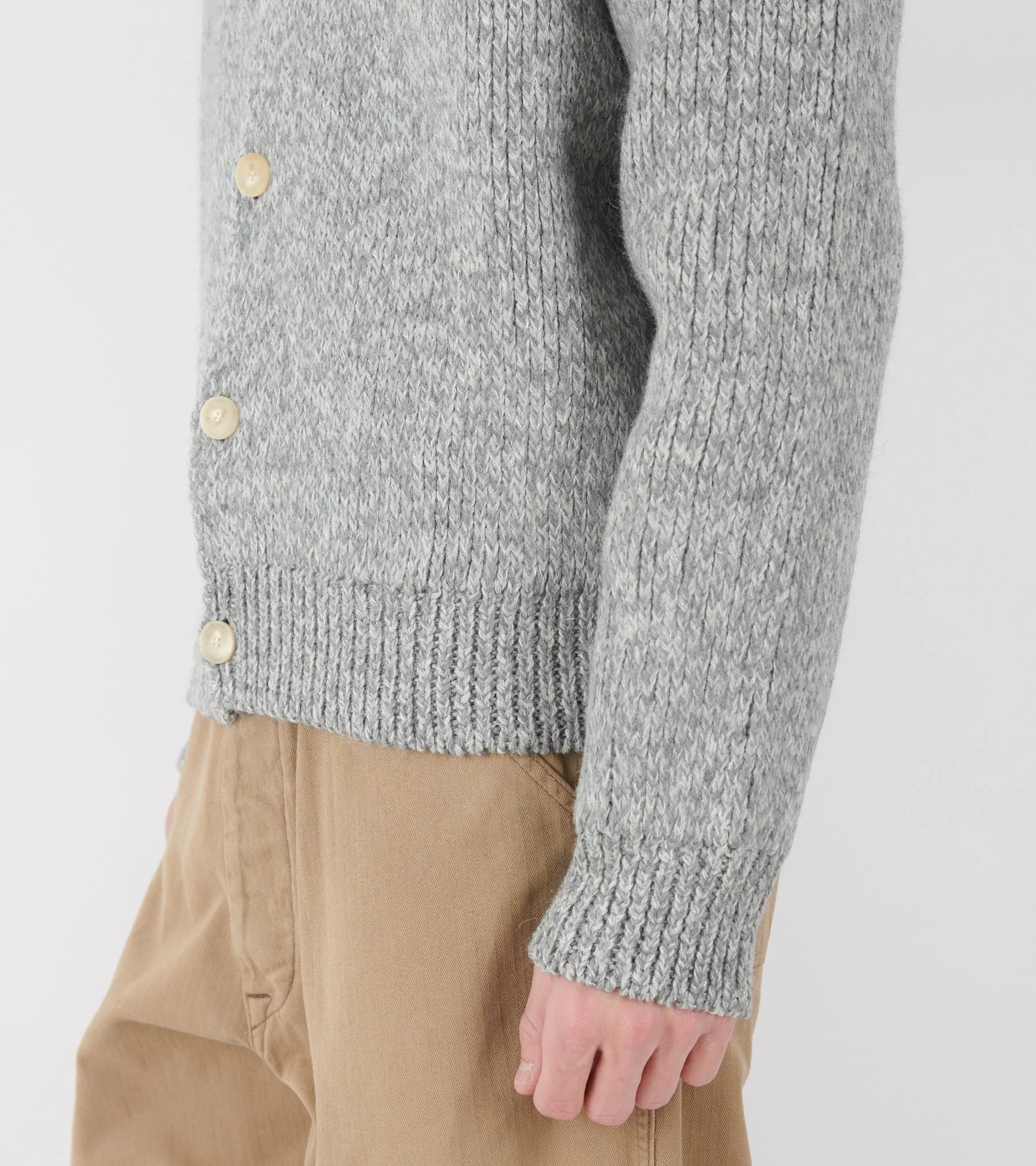 Double-Faced Wool Crewneck Cardigan Light Grey sold by Dr. Adams product image thumbnail 4
