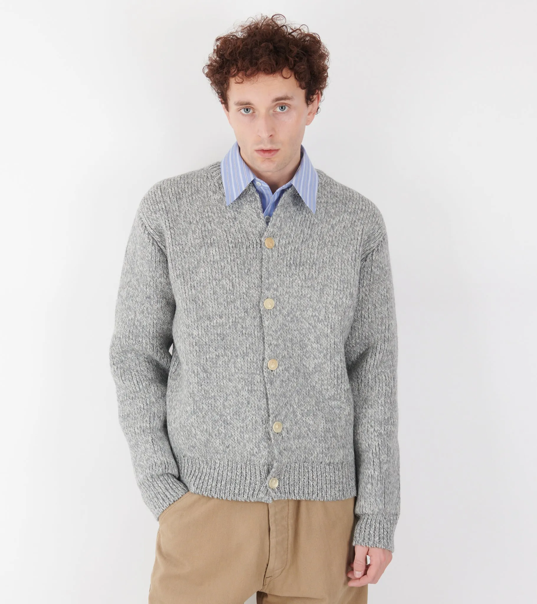 Double-Faced Wool Crewneck Cardigan Light Grey sold by Dr. Adams product image thumbnail 2