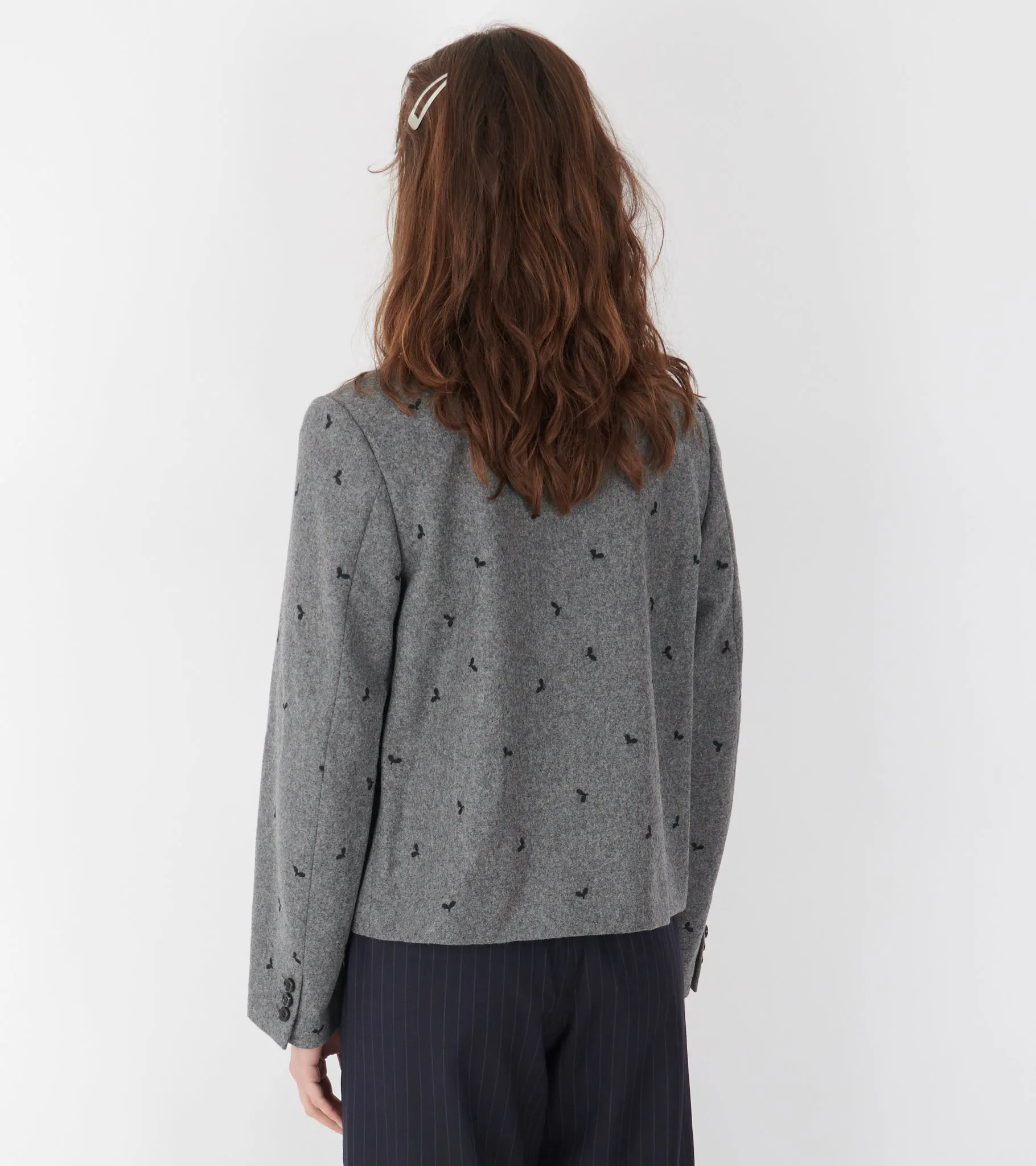 Embroidered Round Collar Jacket Grey sold by Dr. Adams product image thumbnail 5
