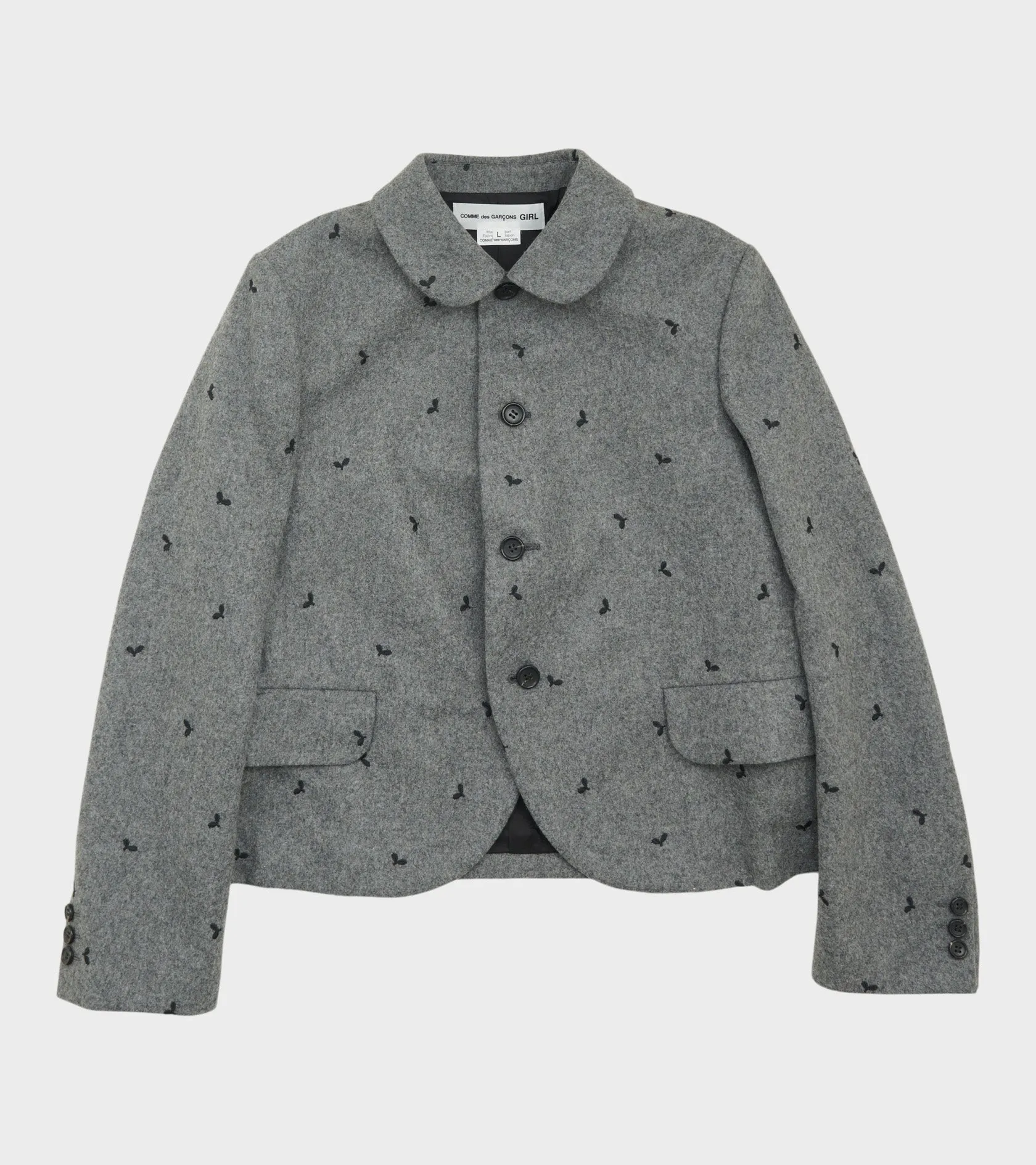 Embroidered Round Collar Jacket Grey sold by Dr. Adams