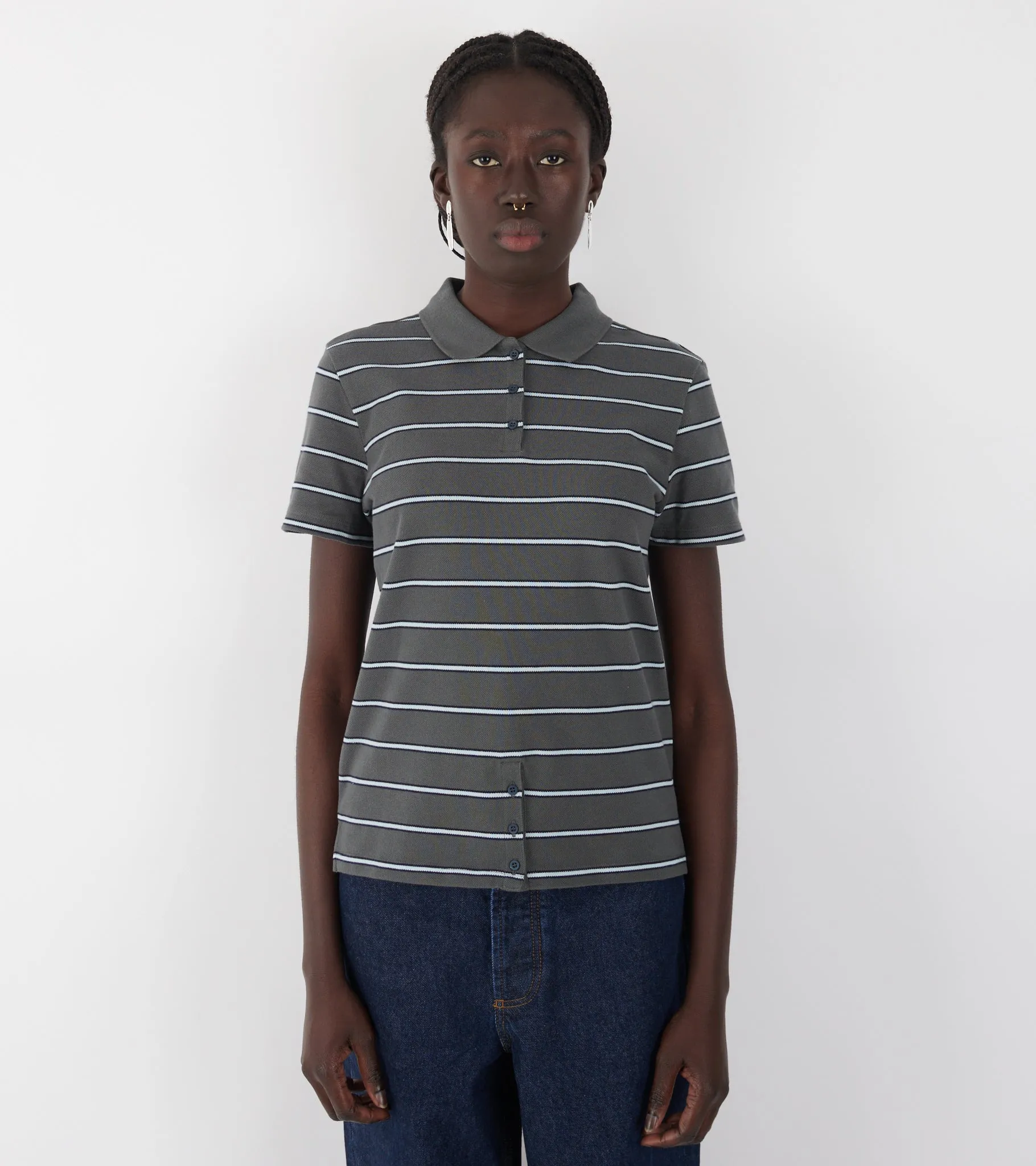 Julieta Striped S/S Polo Dark Grey sold by Dr. Adams product image thumbnail 3
