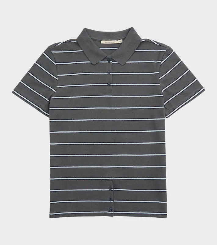 Julieta Striped S/S Polo Dark Grey sold by Dr. Adams