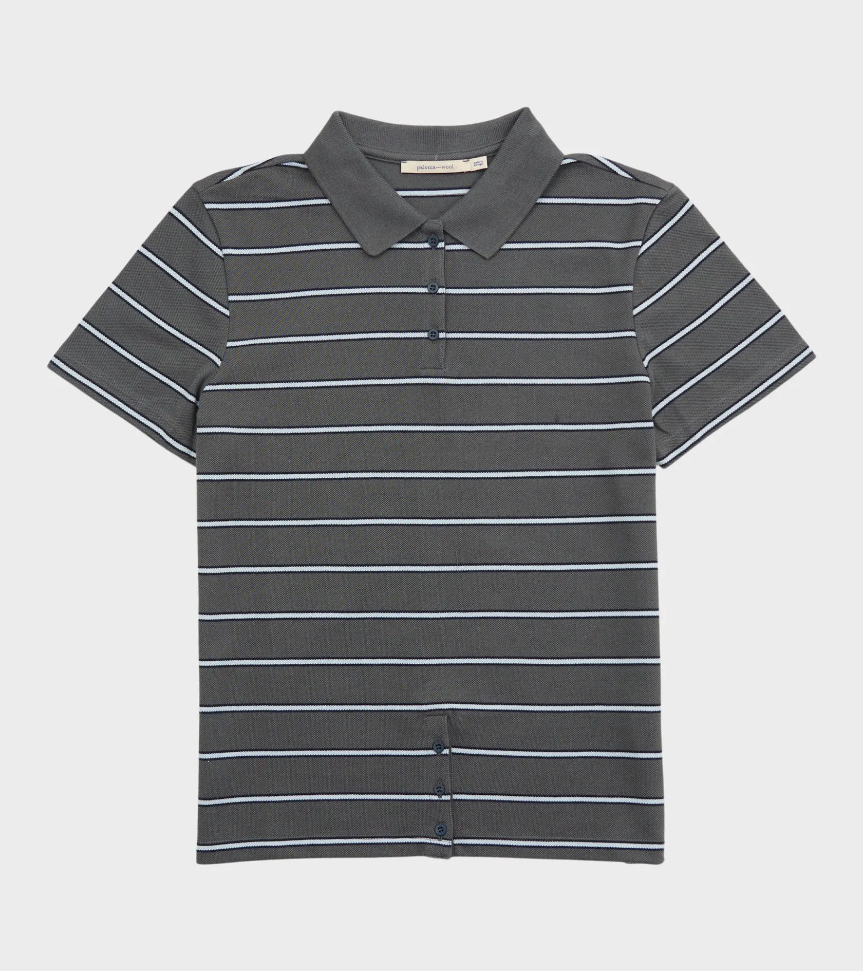 Julieta Striped S/S Polo Dark Grey sold by Dr. Adams