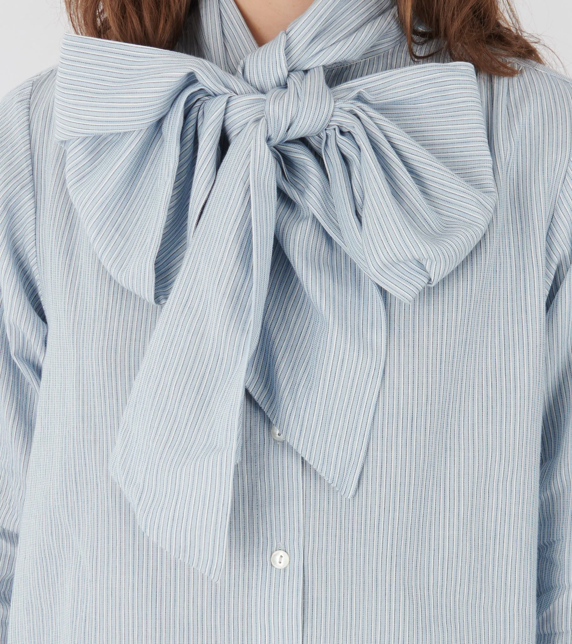 Dalia Bow Shirt Tiny Blue Stripe sold by Dr. Adams product image thumbnail 4