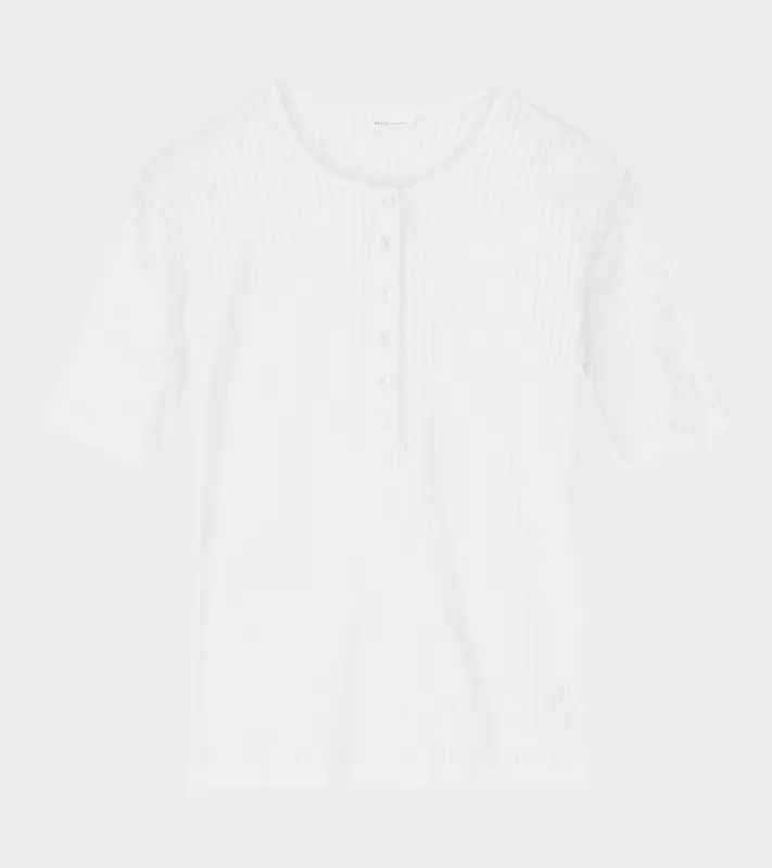 Liv Henley Tee Optic White made by Skall Studio