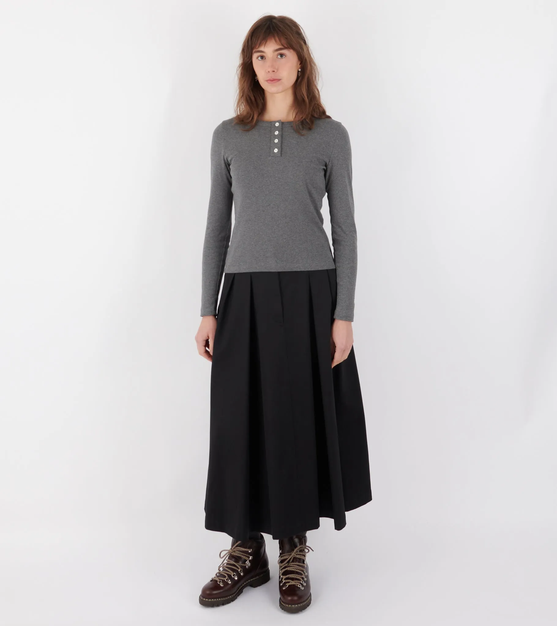 Pleated Cotton Canvas Skirt Black sold by Dr. Adams product image thumbnail 2