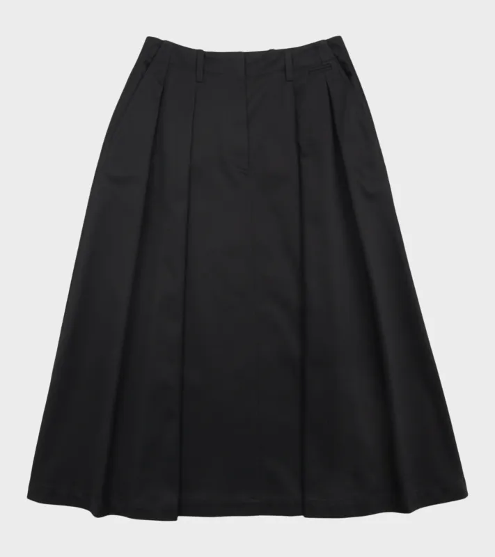 Pleated Cotton Canvas Skirt Black sold by Dr. Adams