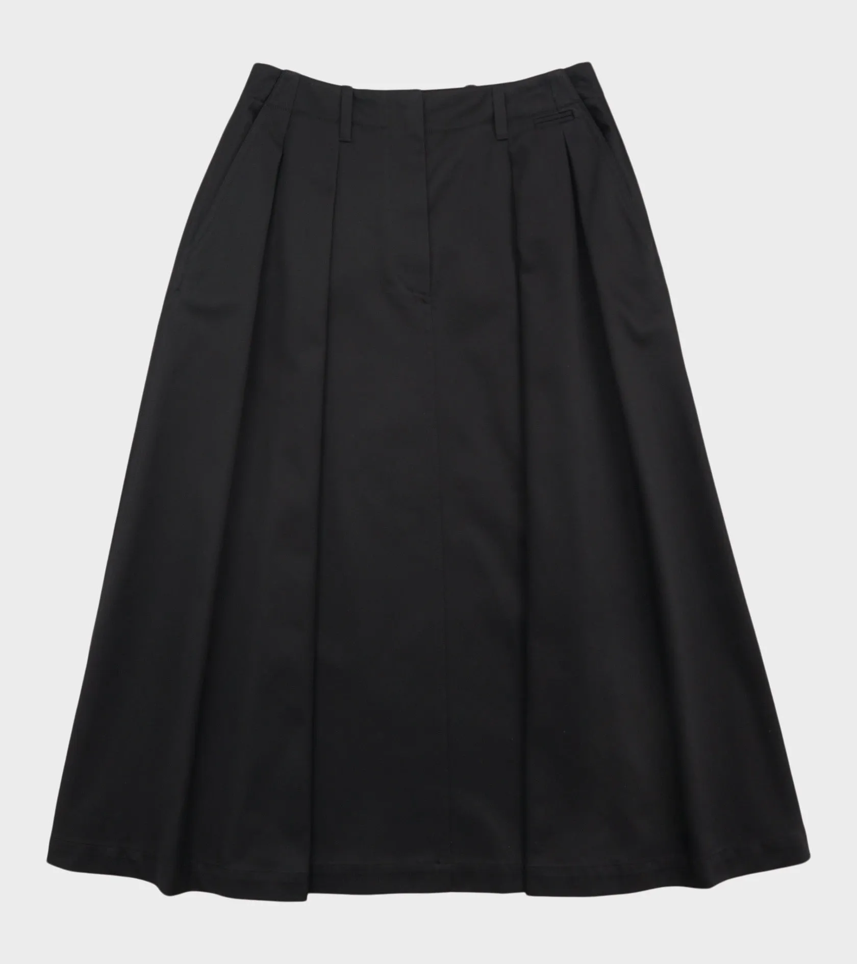Pleated Cotton Canvas Skirt Black sold by Dr. Adams