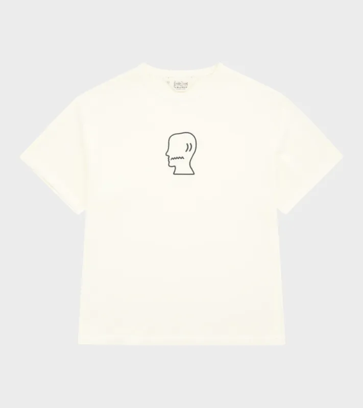 Heavyweight 3D Embroidery Logohead T-shirt Natural made by Brain Dead