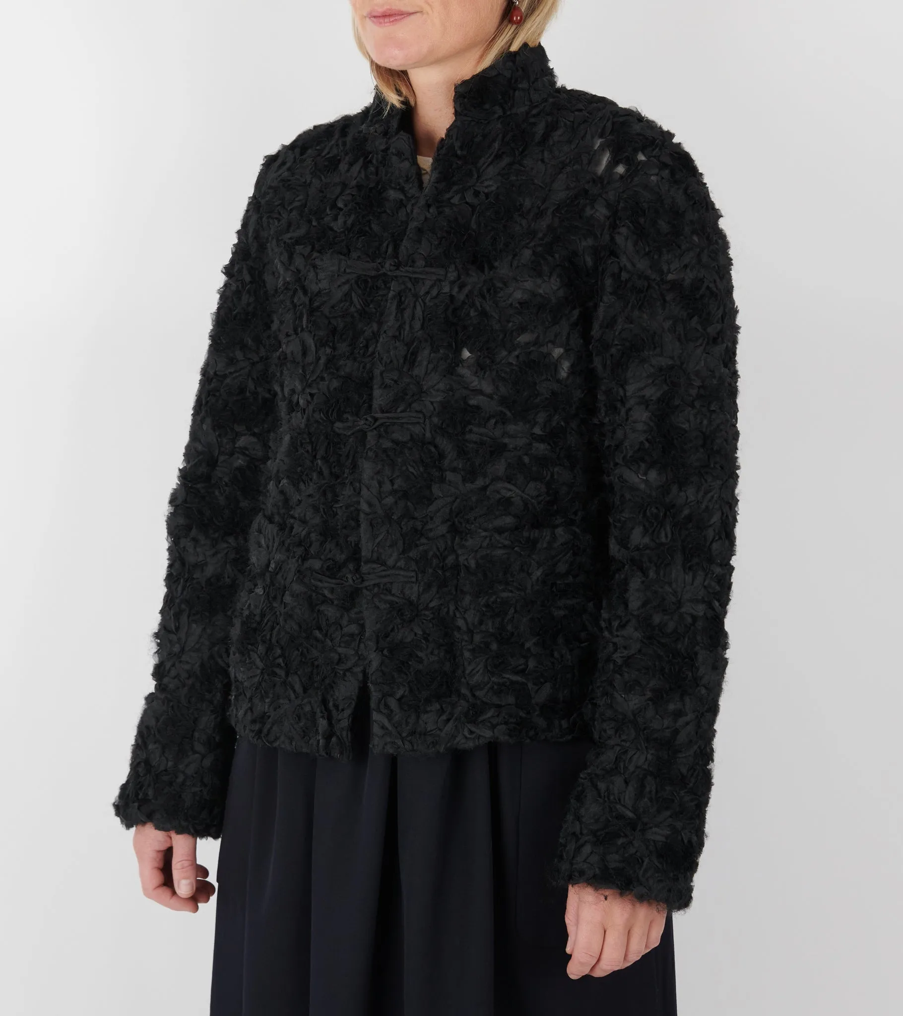 Curly Ruffle Mesh Jacket Black sold by Dr. Adams product image thumbnail 3