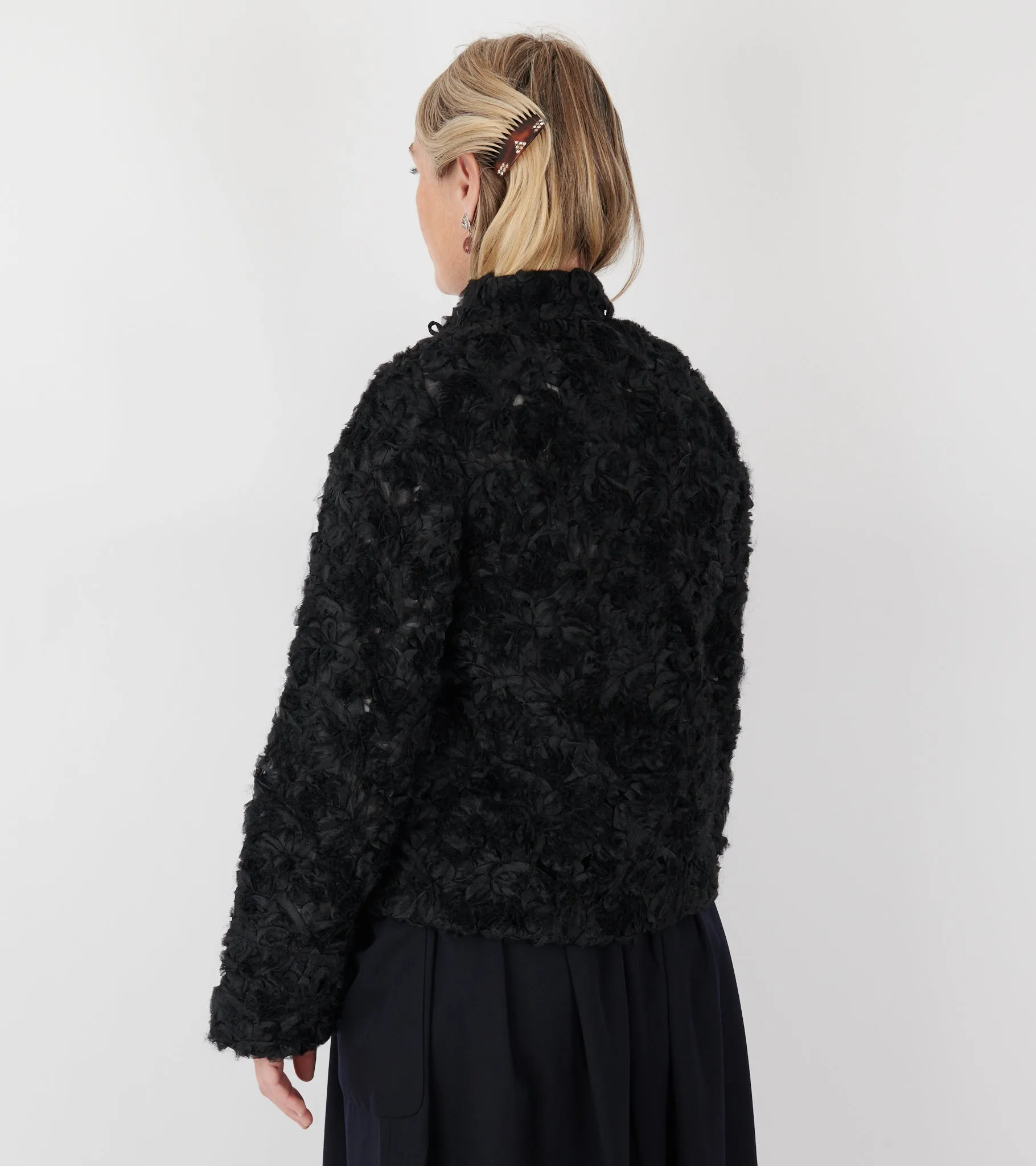 Curly Ruffle Mesh Jacket Black sold by Dr. Adams product image thumbnail 5