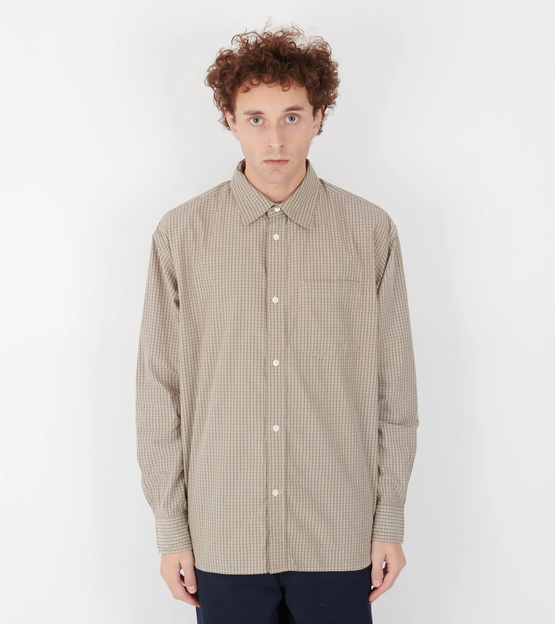 Ole Oversize Poplin Check Shirt Walnut sold by Dr. Adams product image thumbnail 2