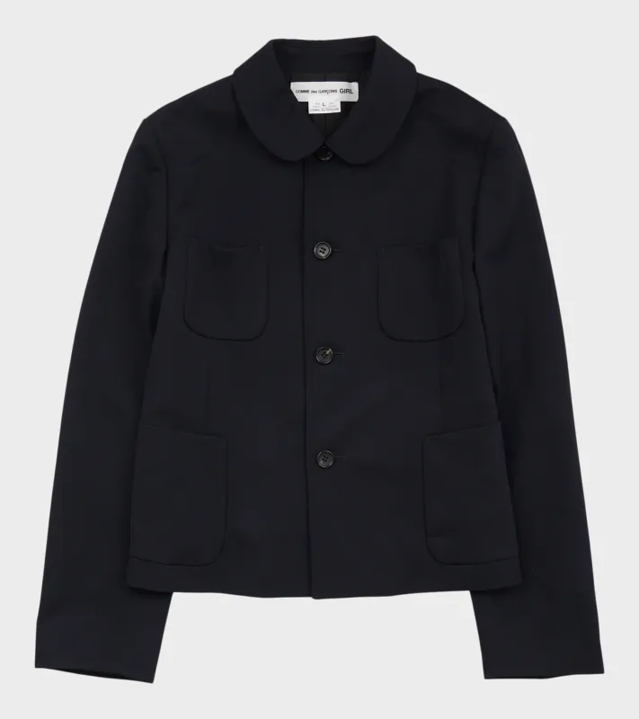 Round Collar Jacket Navy made by Comme des Garcons