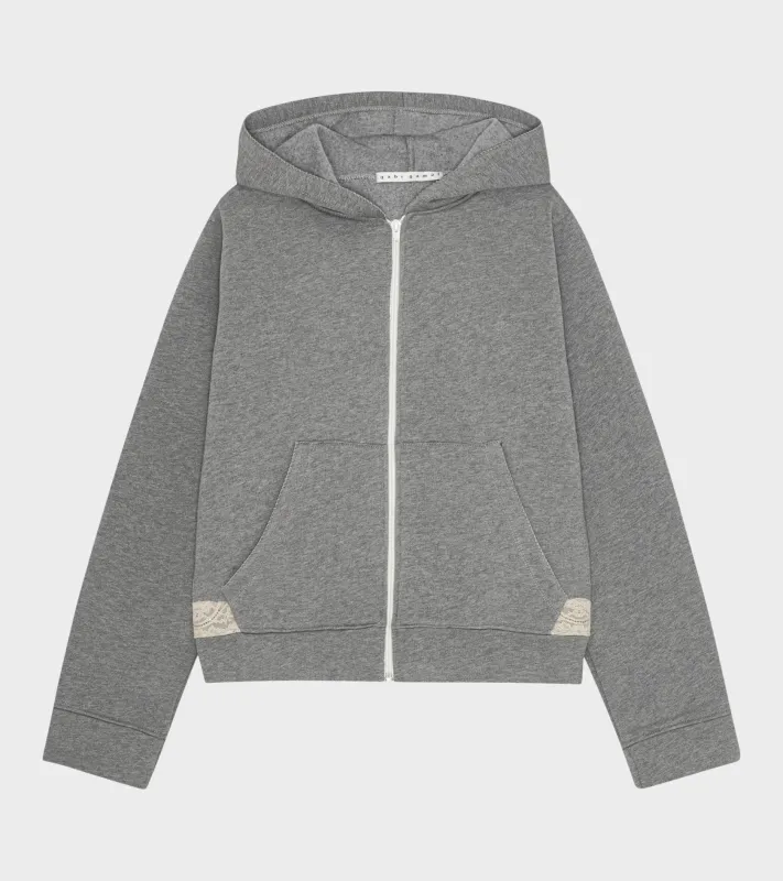 Lace Zip-up Hoodie Dark Grey Melange made by Dr. Adams