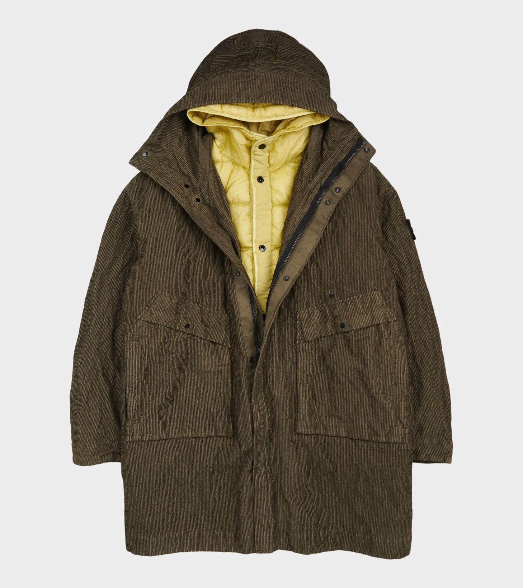 Wrinkled Corduroy Coat Military Green sold by Dr. Adams