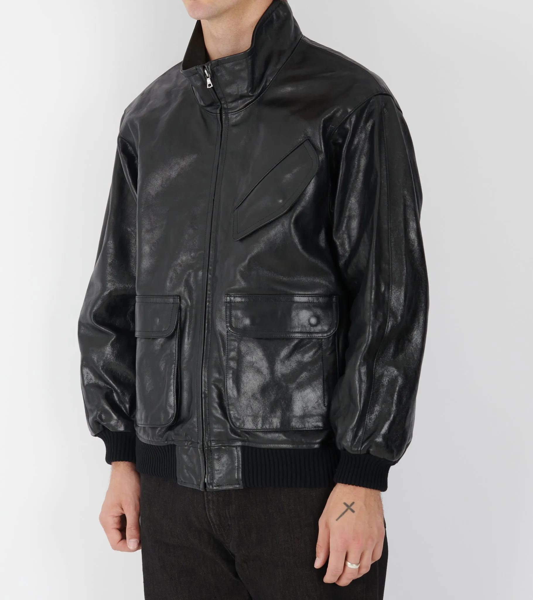 Lamb Leather Zip Blouson Black sold by Dr. Adams product image thumbnail 4