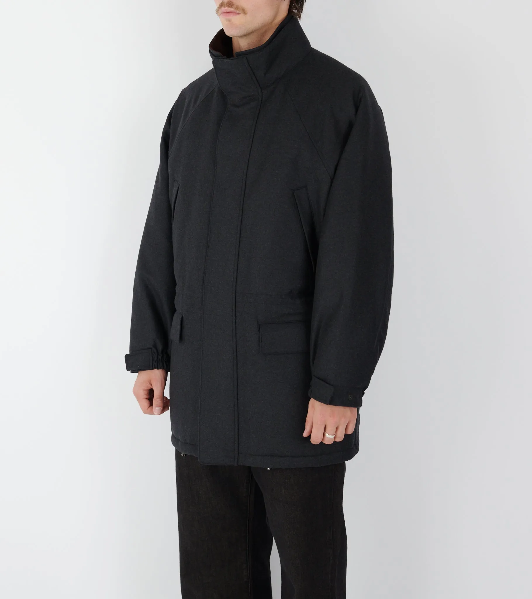 Wool Fulling Flannel Padded Over Blouson Top Charcoal sold by Dr. Adams product image thumbnail 4