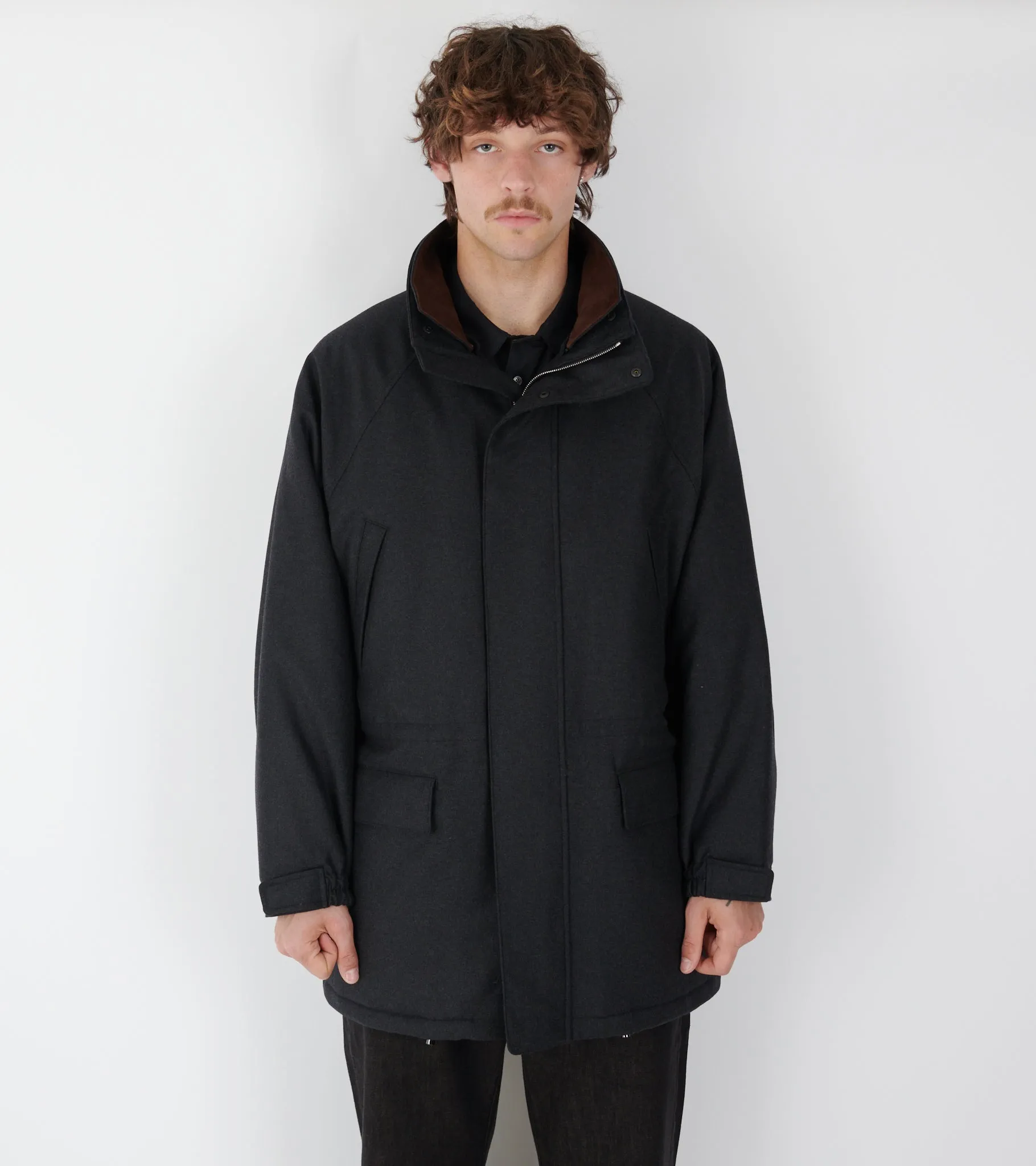 Wool Fulling Flannel Padded Over Blouson Top Charcoal sold by Dr. Adams product image thumbnail 3