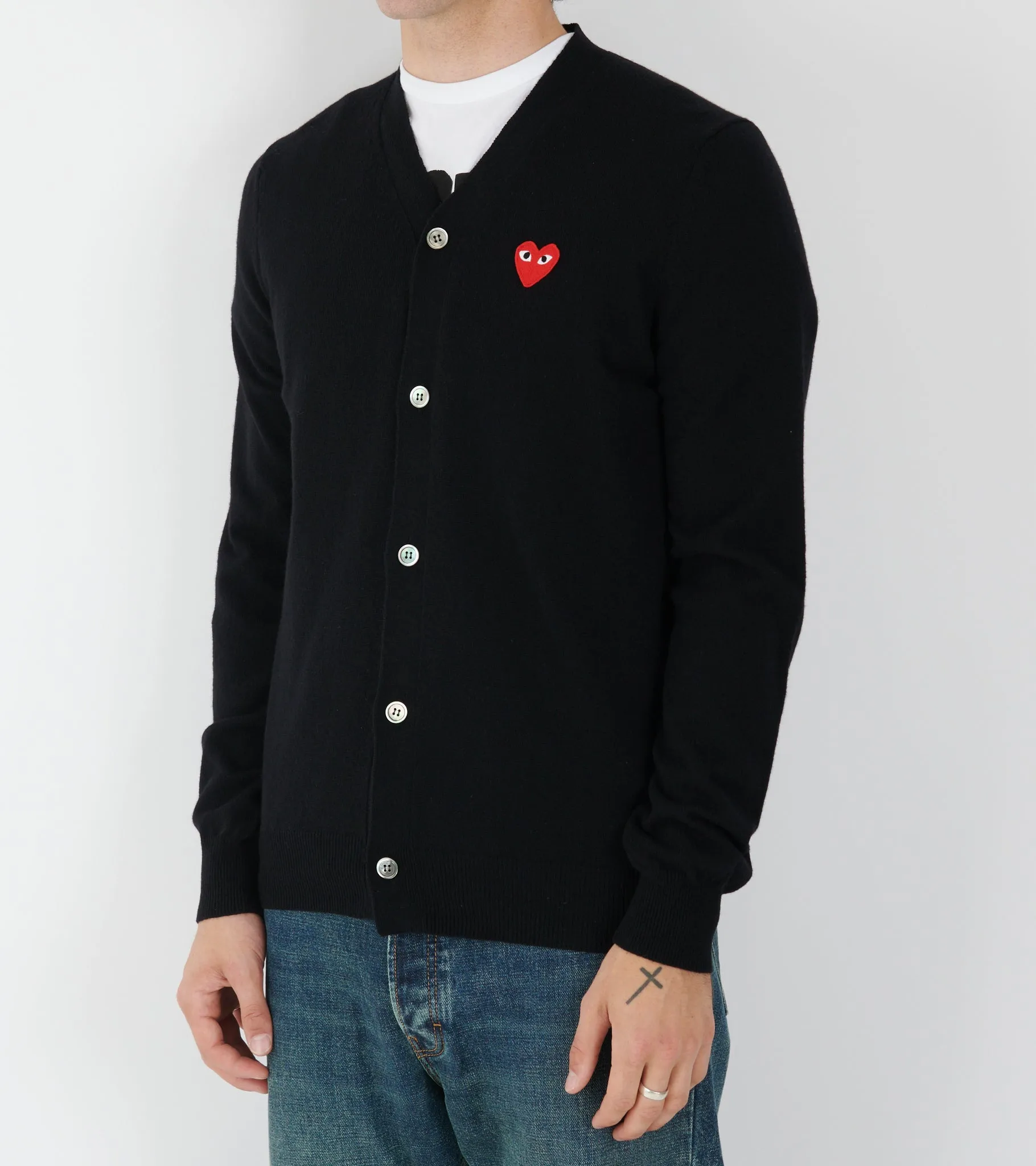 U Red Heart V-neck Cardigan Black sold by Dr. Adams product image thumbnail 3