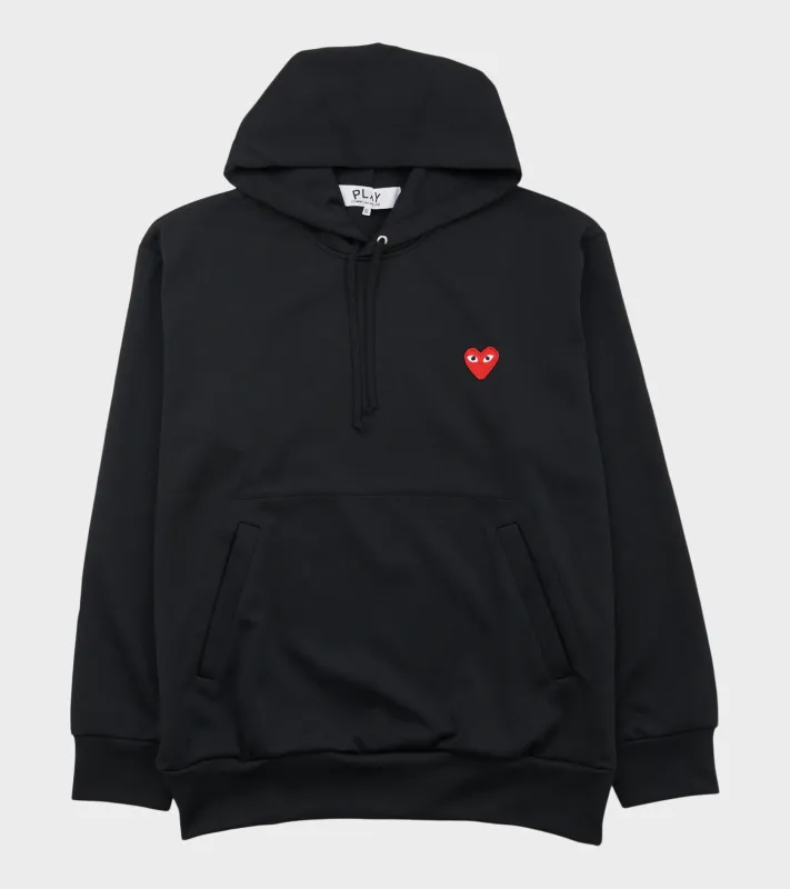 U Red Heart Hoodie Black made by Comme des Garcons PLAY