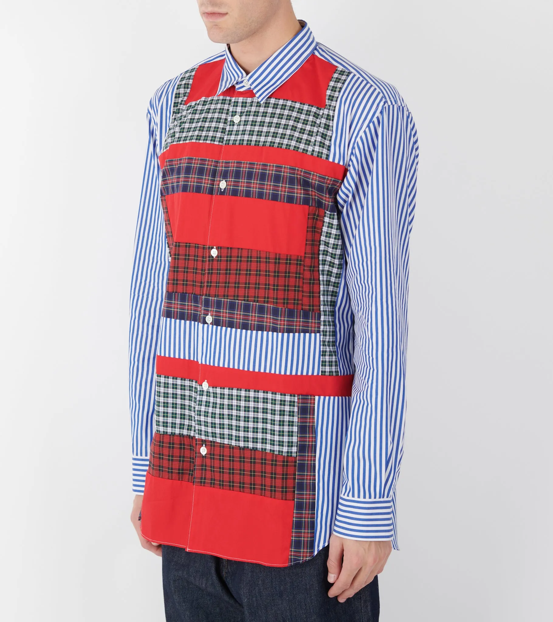 Checkered Patchwork Shirt Blue/Red/Green Mix sold by Dr. Adams product image thumbnail 4
