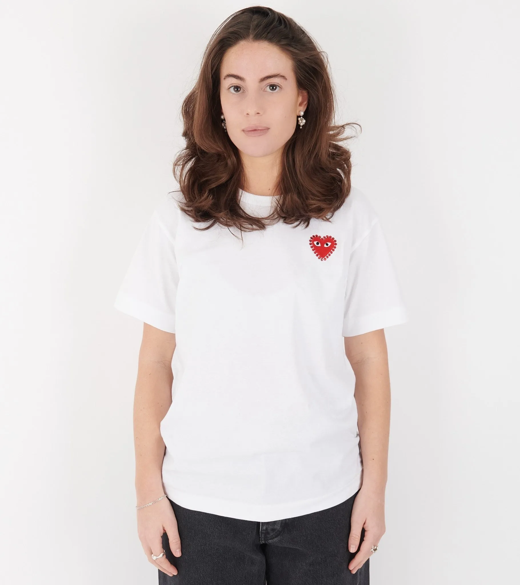 U Rhinestone Red Heart T-shirt White sold by Dr. Adams product image thumbnail 2