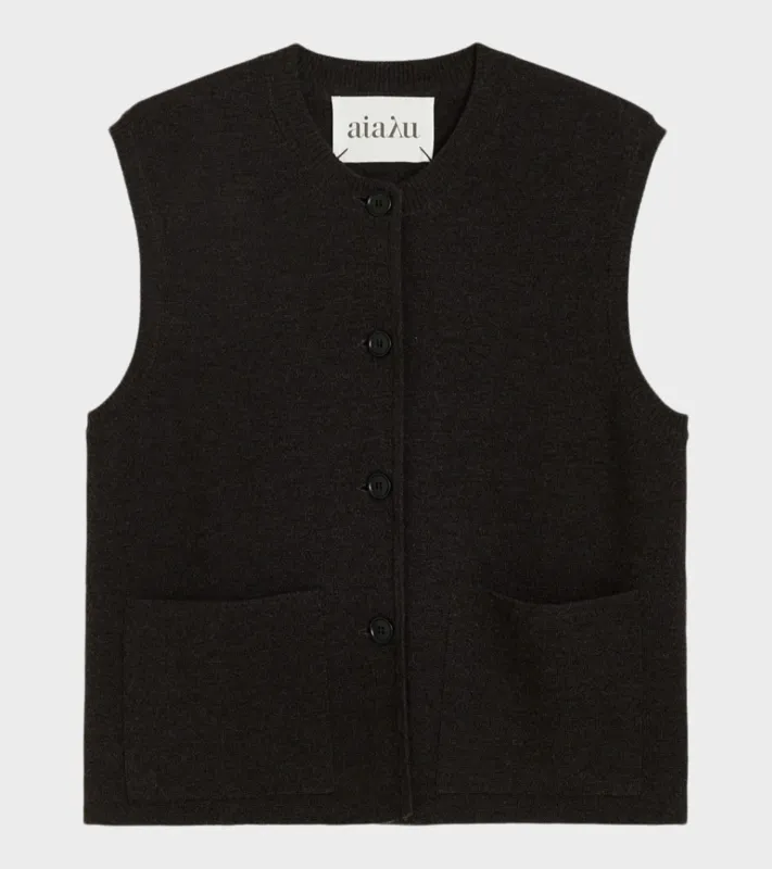 Elva Vest Dark Brown Melange sold by Dr. Adams