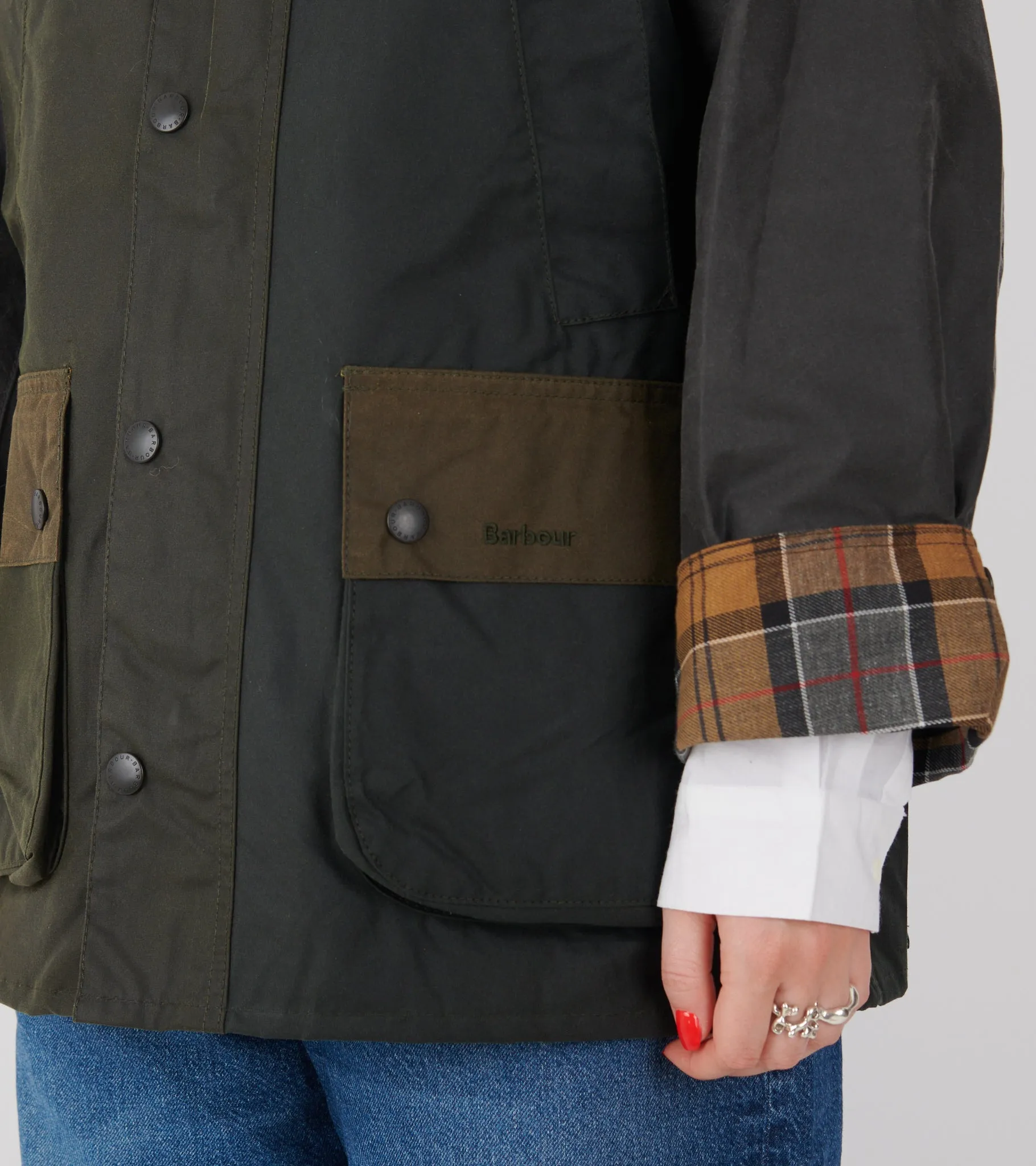 Barbour Patchwork OS Sage Bedale Wax Jacket sold by Dr. Adams product image thumbnail 5