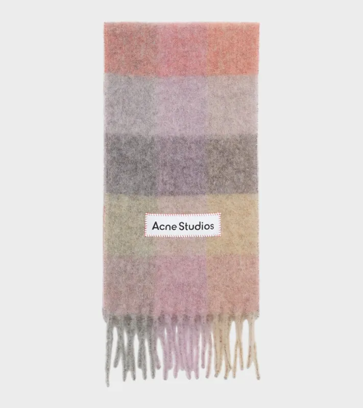 Mohair Checked Scarf Fuchsia/Lilac/Pink sold by Dr. Adams