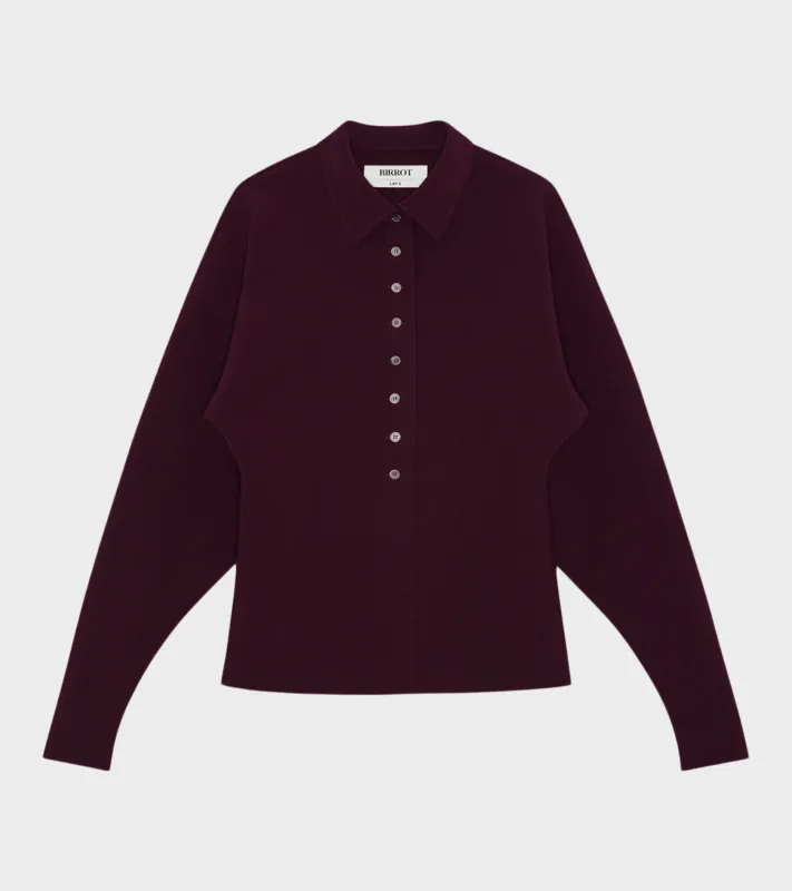 Lay3 Point Collar Cardigan Maroon sold by Dr. Adams