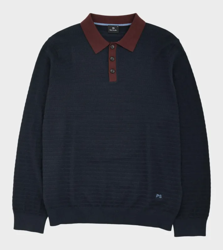 L/S Knit Polo Sweater Navy sold by Dr. Adams