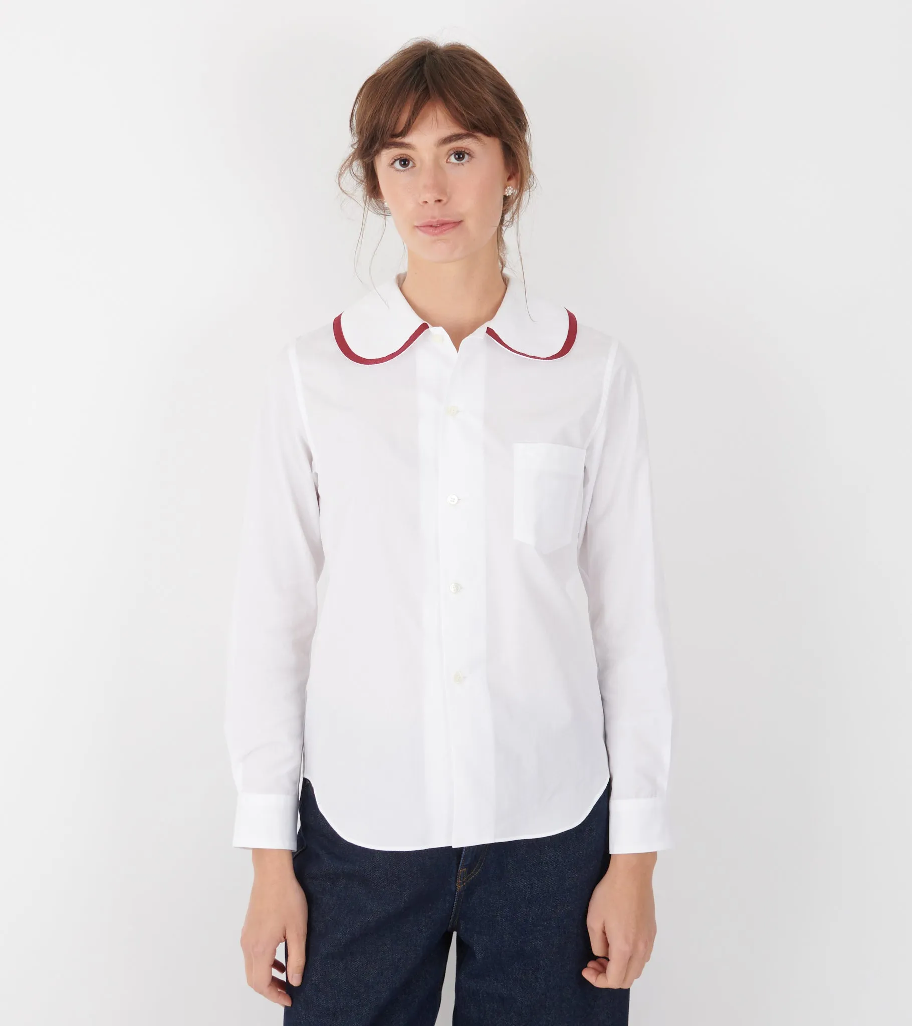 Round Collar Shirt Red/White sold by Dr. Adams product image thumbnail 2