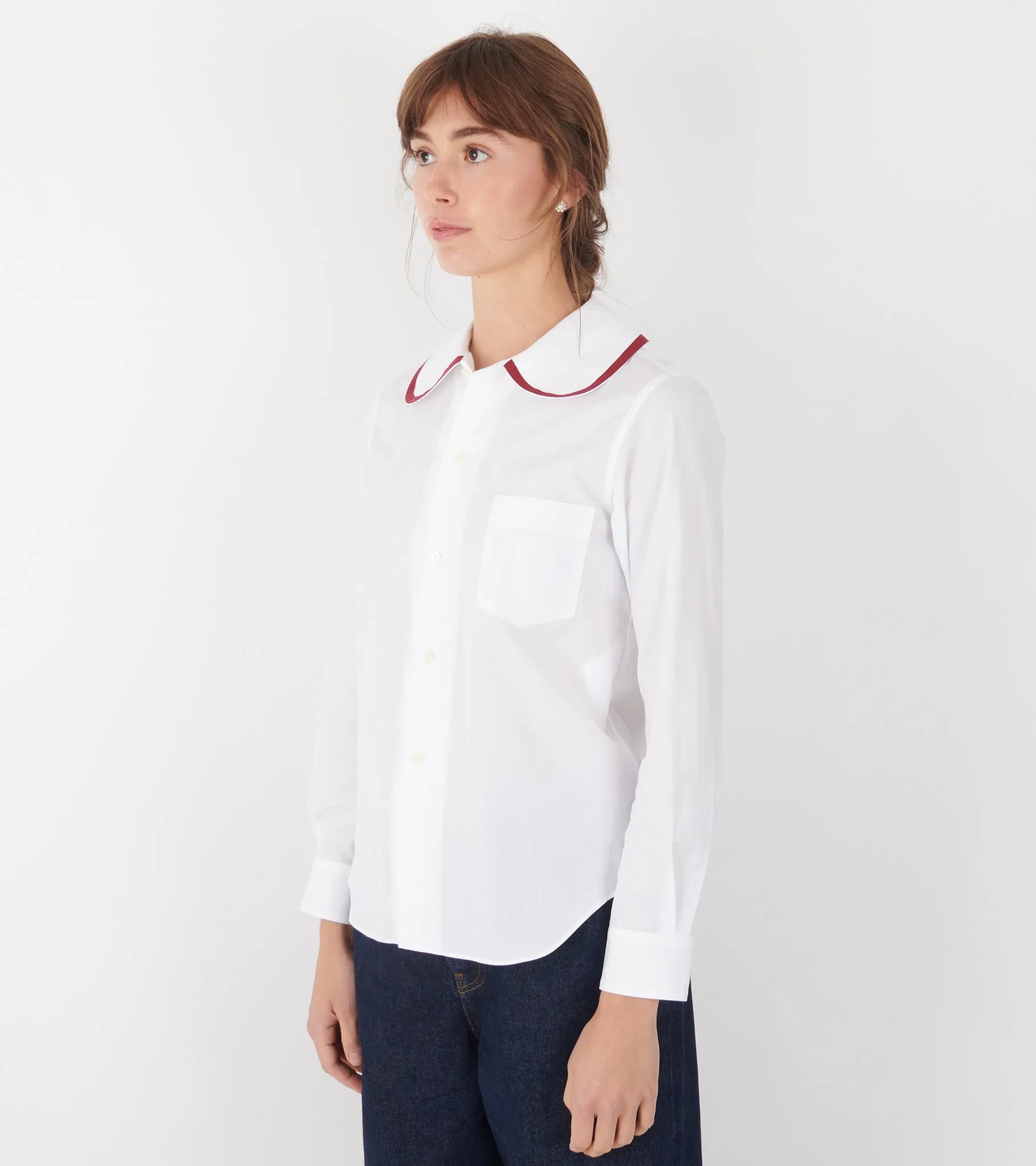 Round Collar Shirt Red/White sold by Dr. Adams product image thumbnail 3